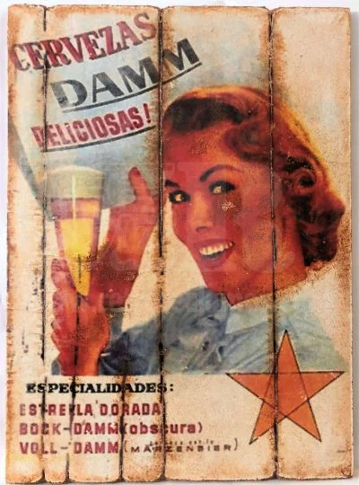Cuadro de madera vintage CERVEZA DAMM Bebidas Cuadros Vintage  