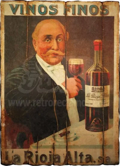 Cuadro de madera vintage RIOJA Bebidas Cuadros Vintage