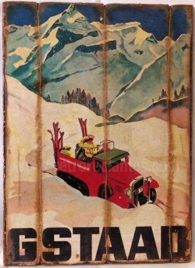 Cuadro de madera vintage GSTAAD Cuadros Vintage Nieve