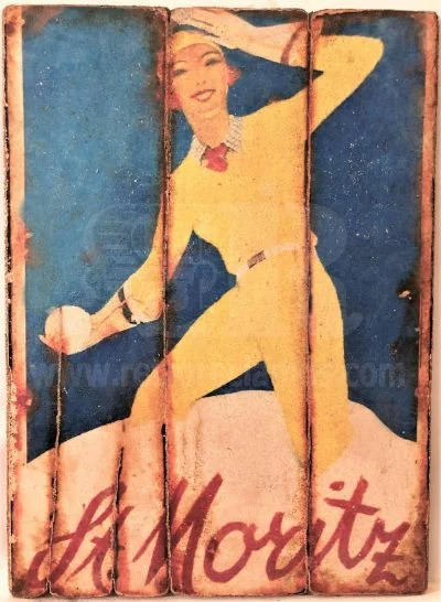 Cuadro de madera vintage ST MORITZ Cuadros Vintage Nieve