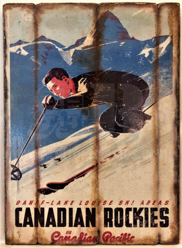 Cuadro de madera vintage CANADIAN ROCKIES Cuadros Vintage Nieve
