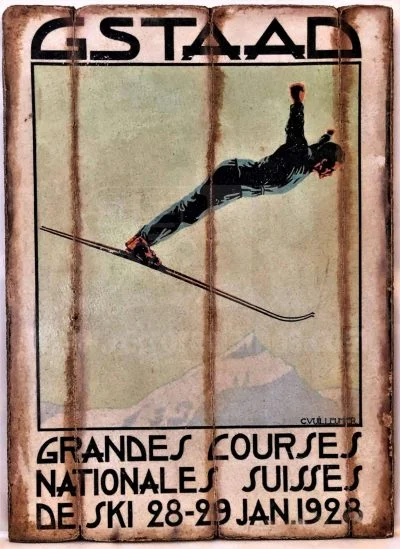 Cuadro de madera vintage GSTAAD C Cuadros Vintage Nieve  