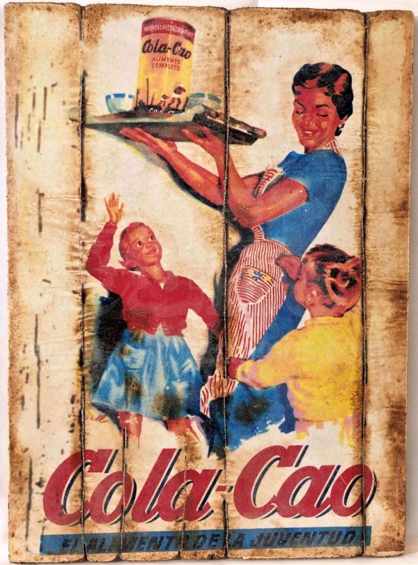 Cuadro de madera vintage COLA-CAO Anuncios Inicio Cuadros Vintage