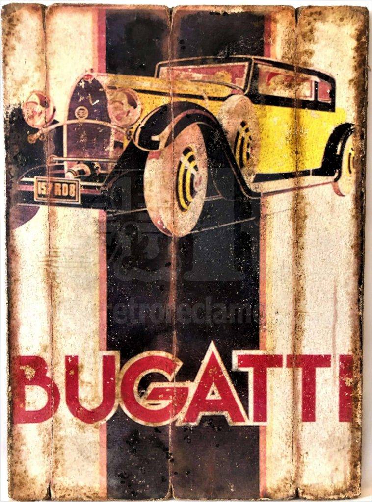 Cuadro de madera vintage BUGATTI Motor Cuadros Vintage