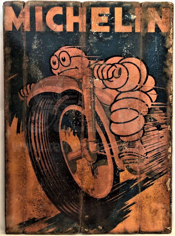 Cuadro de madera vintage MICHELIN Inicio Motor Cuadros Vintage