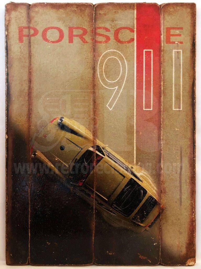 Cuadro de madera vintage PORSCHE 911 Inicio Motor Cuadros Vintage
