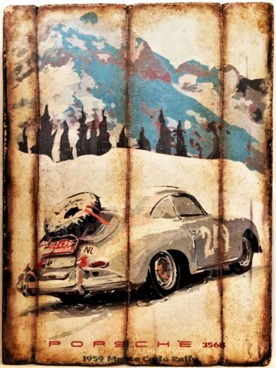 Cuadro de madera vintage PORSCHE 356B Inicio Motor Cuadros Vintage  