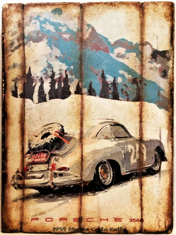 Cuadro de madera vintage PORSCHE 356B Inicio Motor Cuadros Vintage