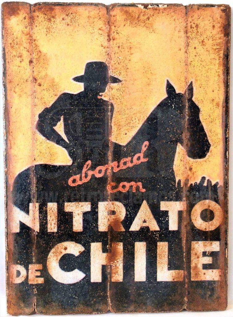 Cuadro de madera vintage NITRATO DE CHILE Anuncios Cuadros Vintage